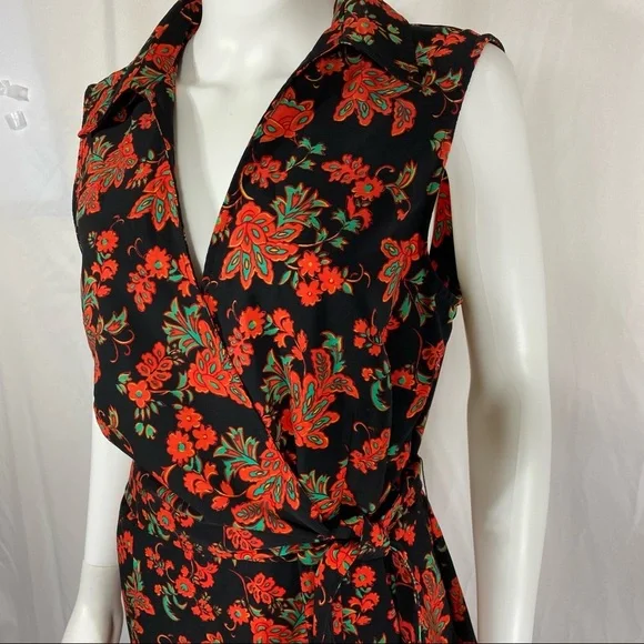 Sag Harbor 90’s Vintage Sleeveless Floral Wrap Front Dress - Picture 5 of 9